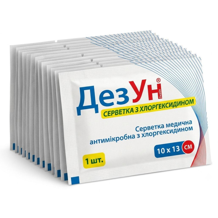 Серветка антимікробна з хлоргексидином «ДезУн» ® 10х13 см